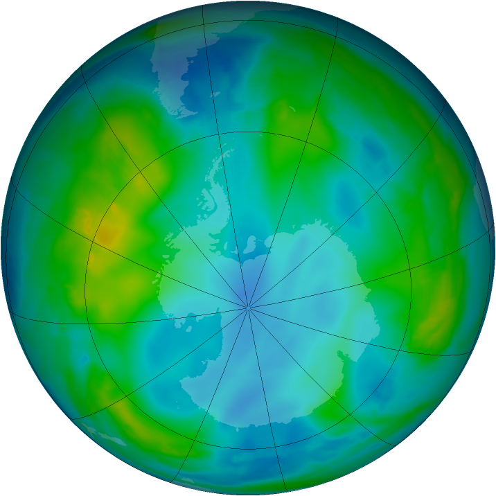 Antarctic ozone map for 24 May 2014